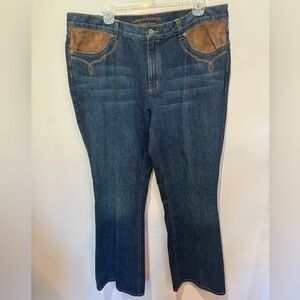 Ralph Lauren Jeans Co. Leather Trimmed Boot Cut Jeans Size 16